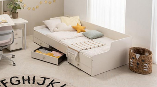 리바트 꼼므주니어 수납 침대 프레임 방문설치, 화이트