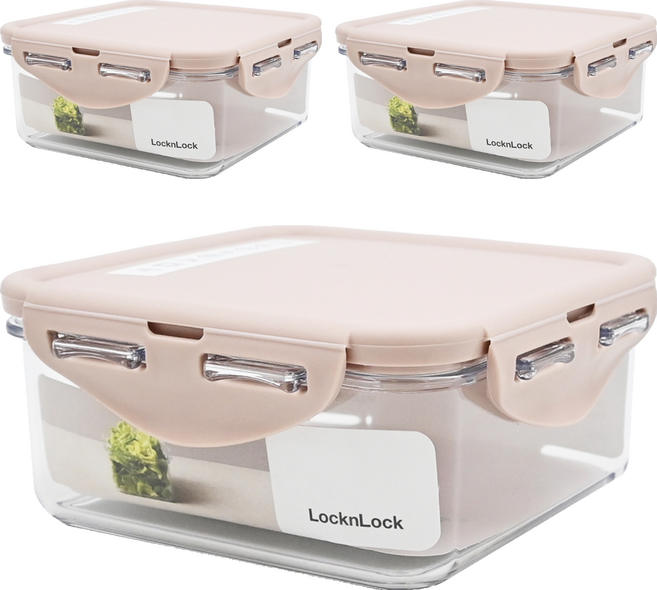 LocknLock 樂扣樂扣 BISfree Tritan純淨輕透方形保鮮盒, 3個容器+3個蓋子, 1組