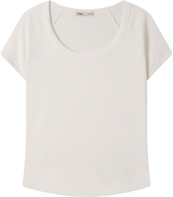 미쏘 여성용 골지 U넥 반팔 티셔츠