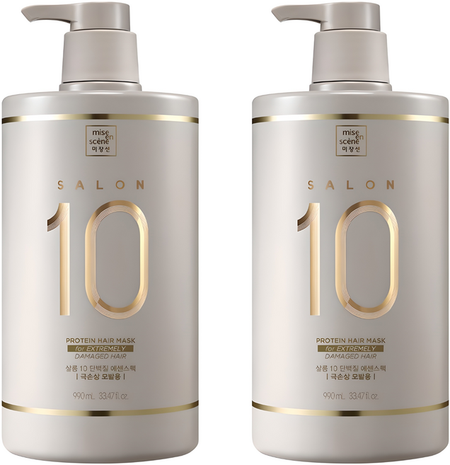 미쟝센 살롱10 단백질 에센스 헤어팩 극손상 모발용, 990ml, 2개