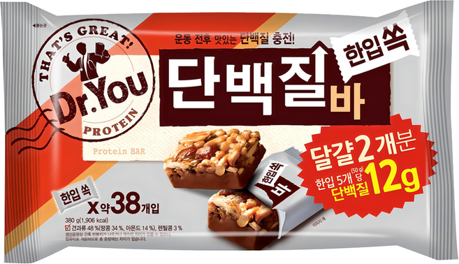 닥터유 한입쏙 단백질바, 380g, 1개
