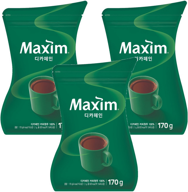 맥심 디카페인 원두커피믹스, 170g, 1개입, 3개