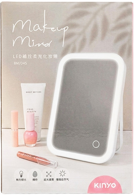 Kinyo LED觸控柔光化妝鏡 BM-066 149 x 24 x 219mm 358g, 白色