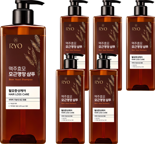 RYO 呂 啤酒酵母髮根滋養洗髮精 花香, 600ml, 6瓶