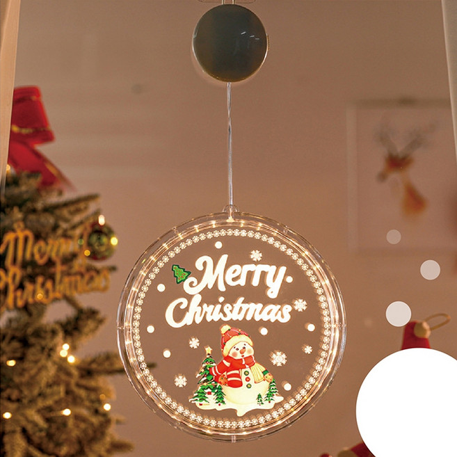 Apex Innovation LED吸盤式掛燈 聖誕圓盤掛燈 暖白光, 彩色款雪人, 1個