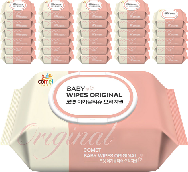 코멧 오리지널 유아용 아기물티슈 캡형, 50g, 100매, 100개