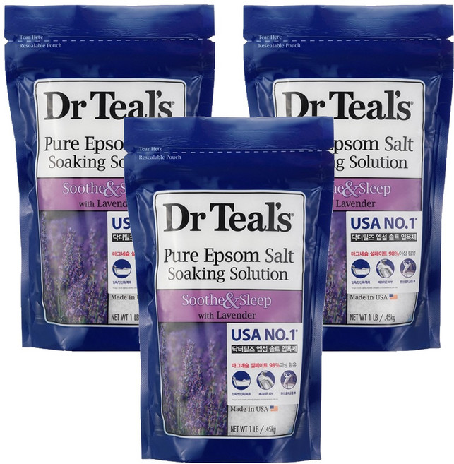 Dr Teal's 純瀉鹽薰衣草浸泡液, 450g, 3個