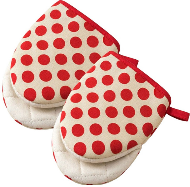 블루무역 투톤 미끄럼 방지 미니 오븐장갑 세트, 레드, 1세트