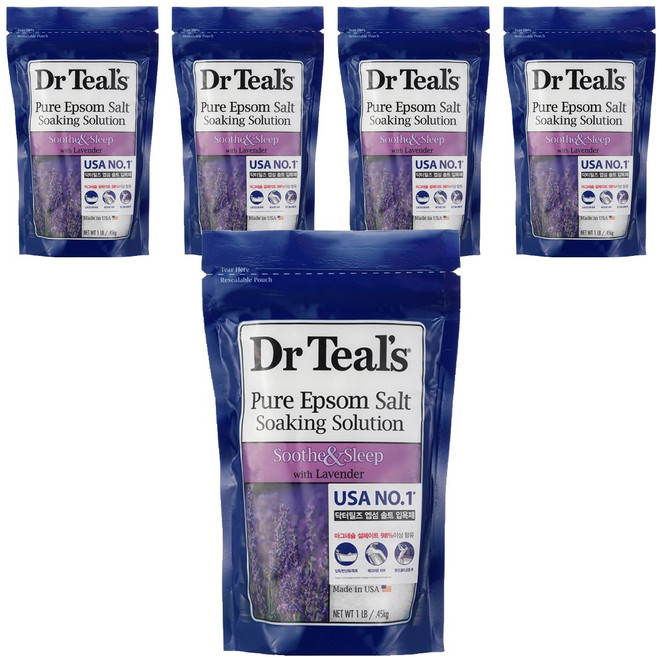 Dr Teal's 純瀉鹽薰衣草浸泡液, 450g, 5個