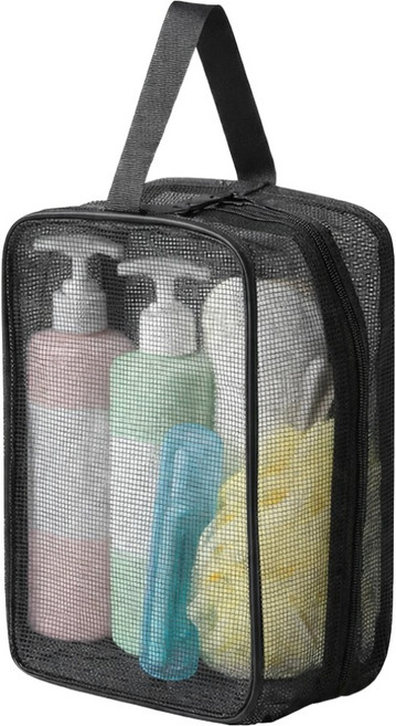 알파커머스 다용도 매쉬 물빠짐 세면가방, 블랙