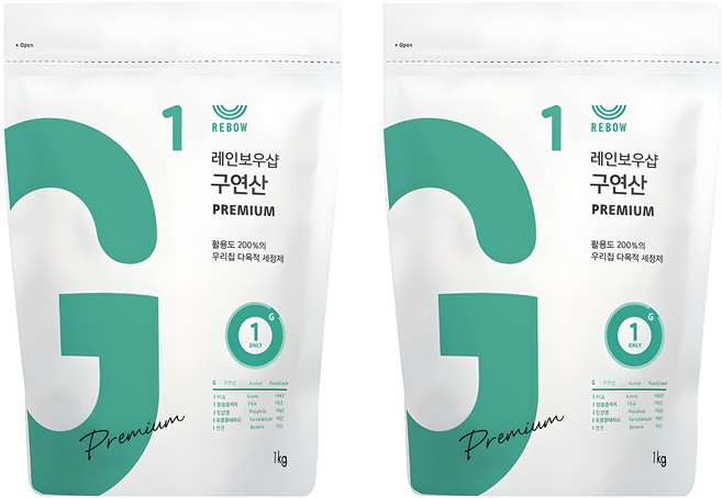레인보우샵 G1 프리미엄 구연산, 1kg, 2개