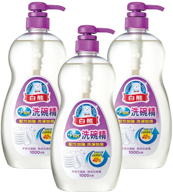 白熊 PLUS洗碗精 配方加強, 1kg, 3瓶