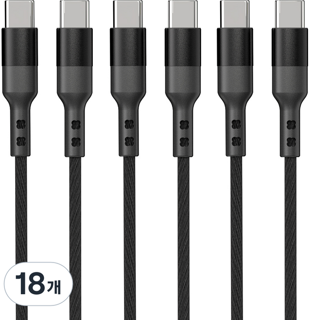 구스페리 C타입 to C타입 단선방지 고속충전케이블 60W, 1m, 블랙, 18개