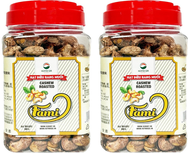 AJI OKASHI 味覺百撰 越南鹽味帶皮腰果, 2罐, 380g