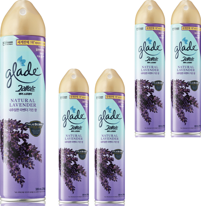 그레이드 에어 스프레이형 실내 방향제 본품, 320ml, 5개, 내추럴한 라벤더 가든 향