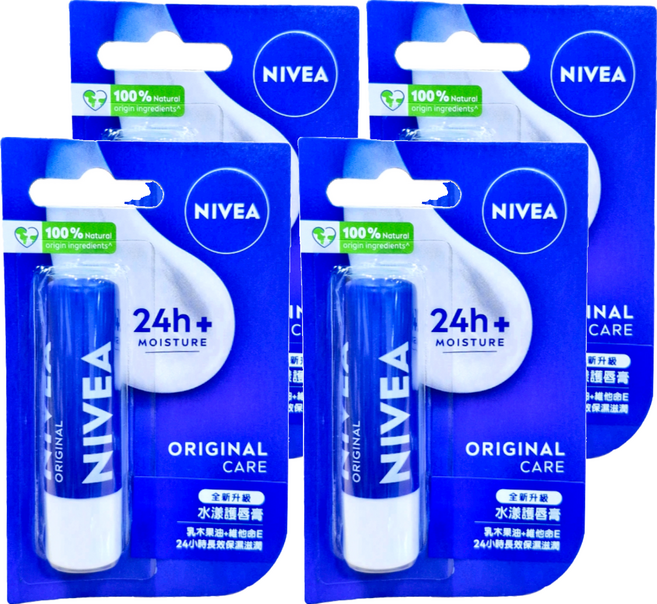 NIVEA 妮維雅 水漾護唇膏, 4.8g, 4件, 小藍