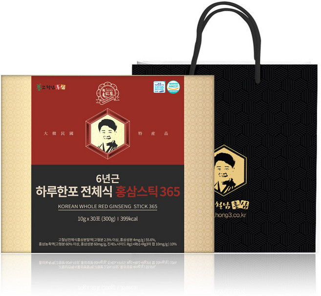 고철남홍삼 짜먹는 6년근 하루한포 전체식 홍삼스틱365 + 쇼핑백, 30회분, 1개