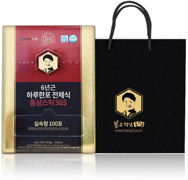 고철남홍삼 짜먹는 6년근 하루한포 전체식 홍삼스틱365 + 쇼핑백, 100회분, 1개