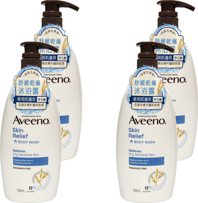 Aveeno 燕麥高效舒緩沐浴露, 532ml, 4瓶