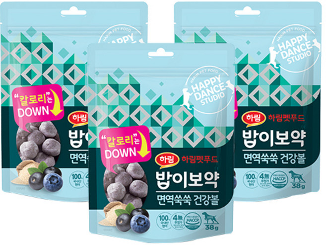 하림펫푸드 밥이보약 면역쑥쑥 건강볼 반려견 간식, 현미, 38g, 3개