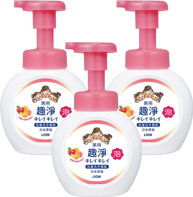 LION 獅王 趣淨 抗菌洗手慕斯 清新果香, 3件, 250ml