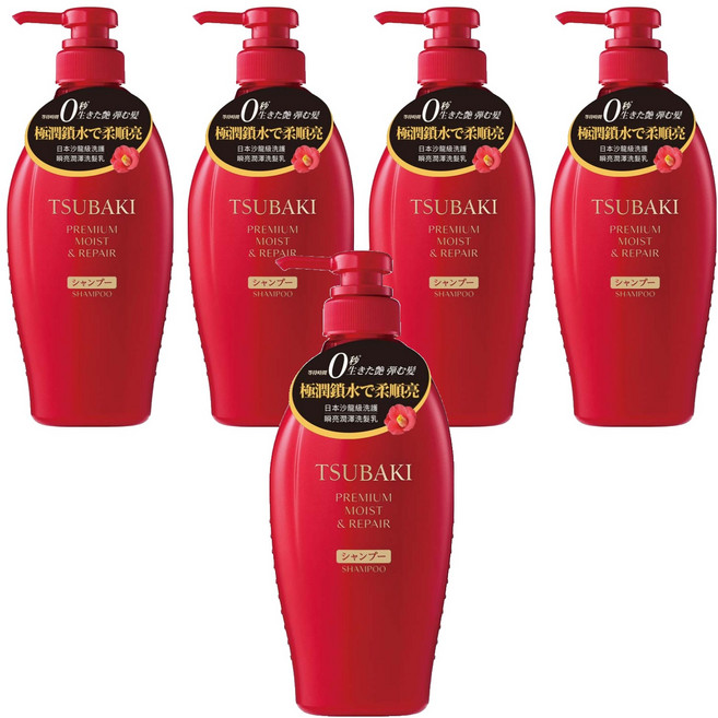 TSUBAKI 思波綺 瞬亮潤澤洗髮乳, 450ml, 5瓶