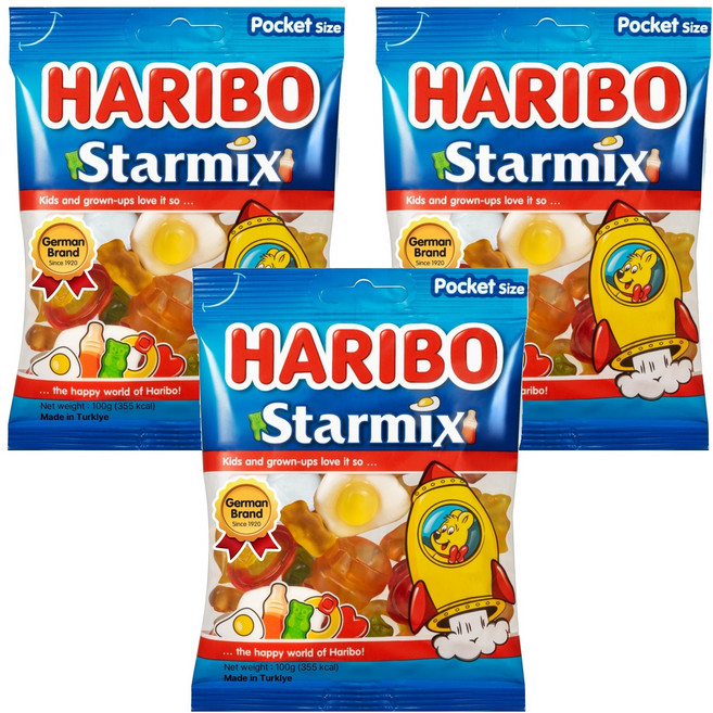하리보 스타믹스 젤리 포켓, 100g, 3개