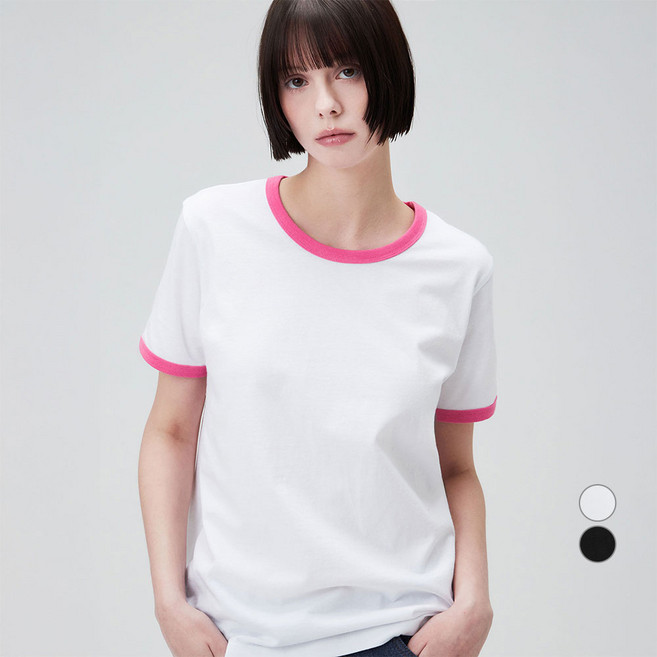 ELLEPARIS 여성용 통기성 레귤러핏 링거 반팔 티셔츠