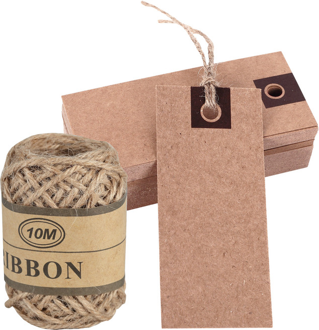 연두앵두 크라프트 메모 사각택 70p + 마끈 10m 세트, 브라운, 1세트