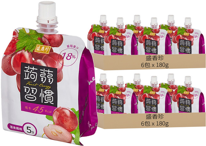 盛香珍 蒟蒻習慣 葡萄蒟蒻, 180g, 12包