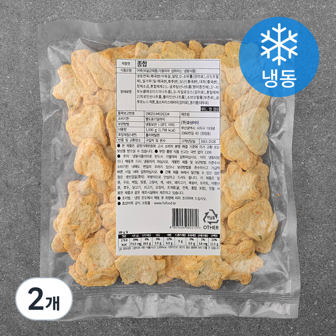 효성어묵 종합어묵 (냉동), 1kg, 2개
