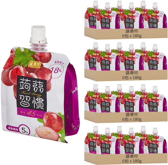 盛香珍 蒟蒻習慣 葡萄蒟蒻, 180g, 24包
