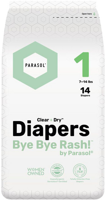 PARASOL Clear + DryTM 新科技水凝尿布 工藝升級版 1 7~14lbs, NB, 14片