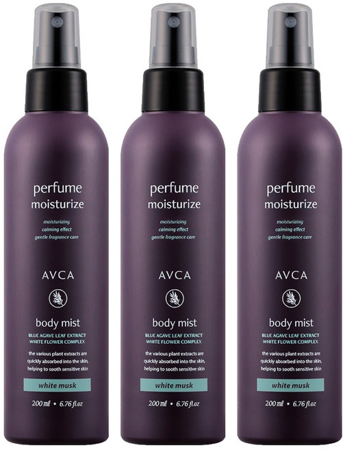 아브카 퍼퓸 대용량 바디 미스트 화이트머스크향, 3개, 200ml