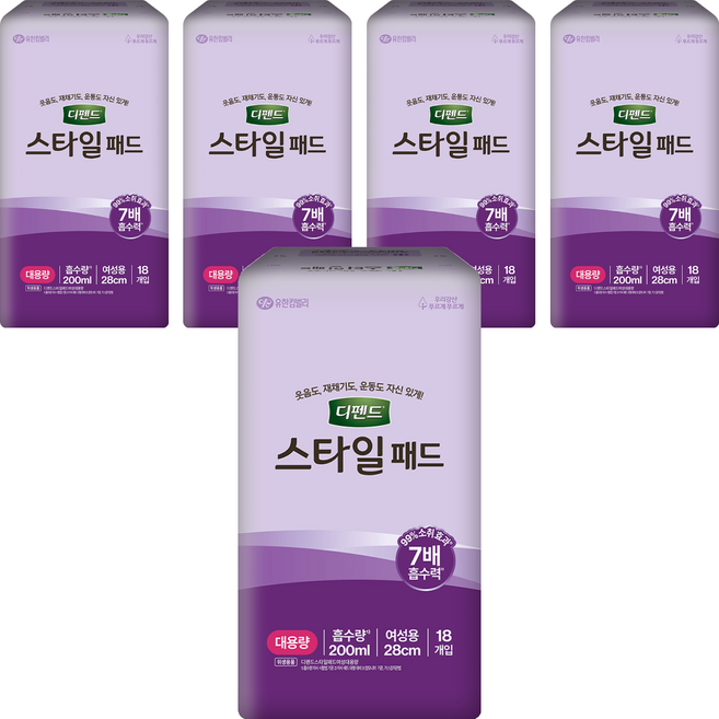 디펜드 여성용 스타일 패드형 성인기저귀, 18개입, 5개