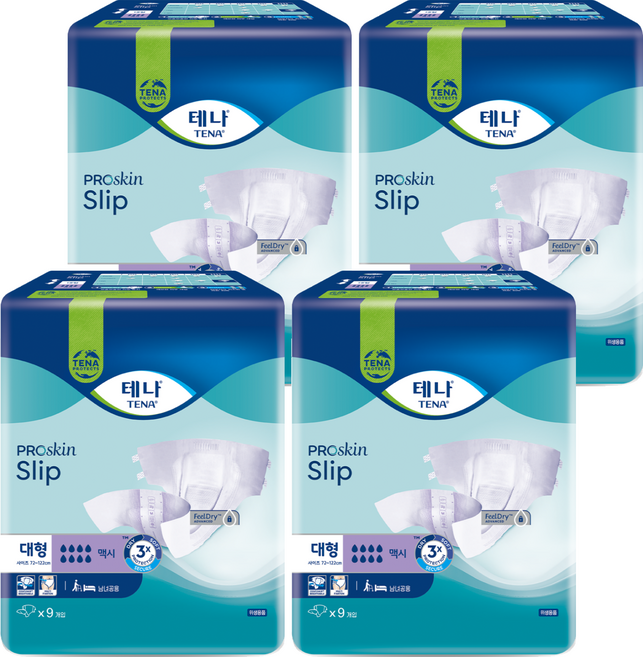 테나 남녀공용 맥시 성인기저귀, 대형, 9매입, 4개
