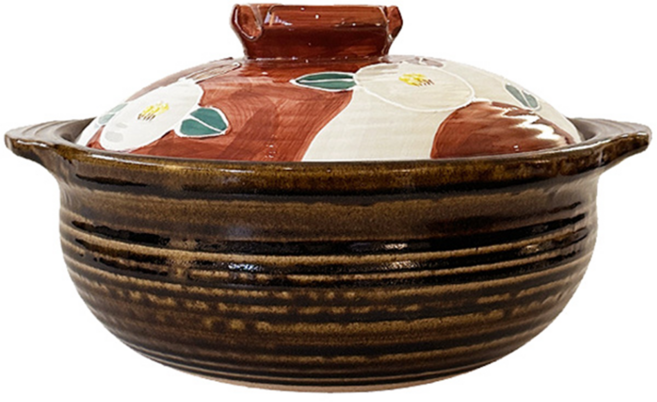 ONE TWO POT 萬土燒 日式和風陶鍋/多功能燉煮湯鍋 2.8L, 26.5cm, 茶花款, 1個