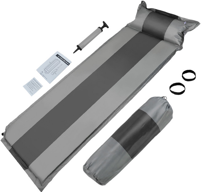 탐사 아웃도어 캠핑 자동충전 에어매트 + 펌프 세트, 그레이