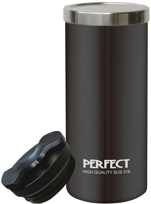 PLUS PERFECT 理想 極緻316真空雙蓋咖啡杯 450cc, 曜石黑, 1個
