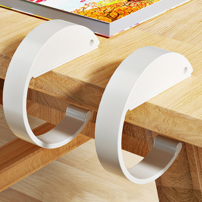 몰투유 휴대용 무타공 책상 가방 걸이, 화이트, 2개