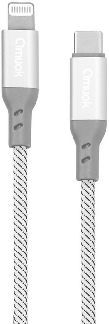 amuok 艾默克 MFI認證PD快充線 Type-C-Lightning, 120cm, 白色, 1條