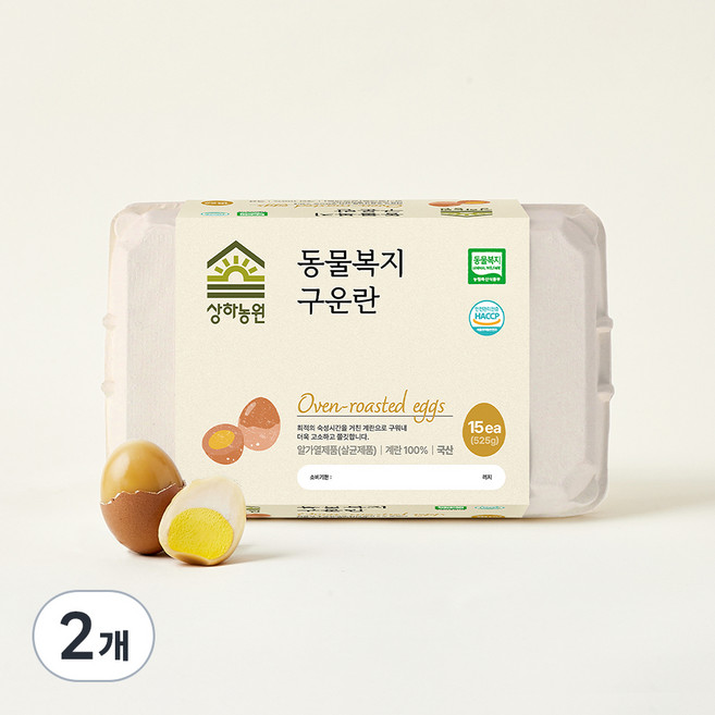 상하농원 동물복지 구운란 15구, 2개, 525g