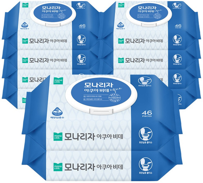 모나리자 아쿠아 비데 물티슈 캡형, 46개입, 10개