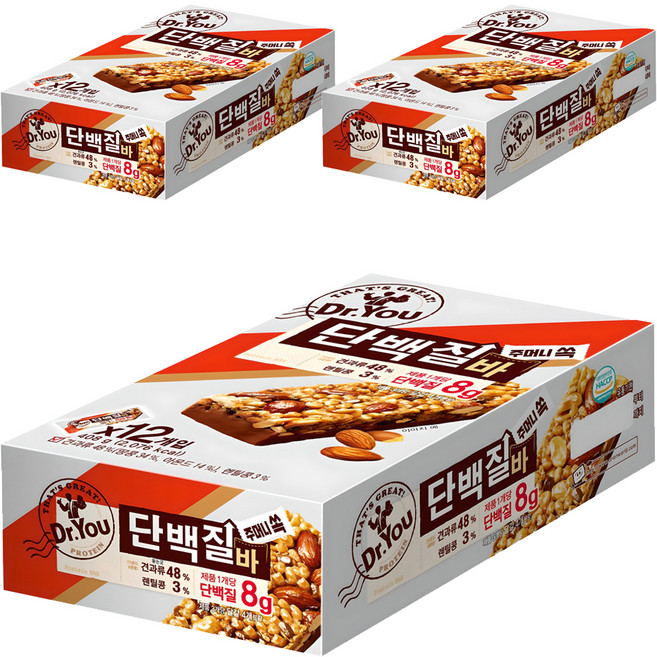 닥터유 단백질바 주머니쏙, 408g, 3개