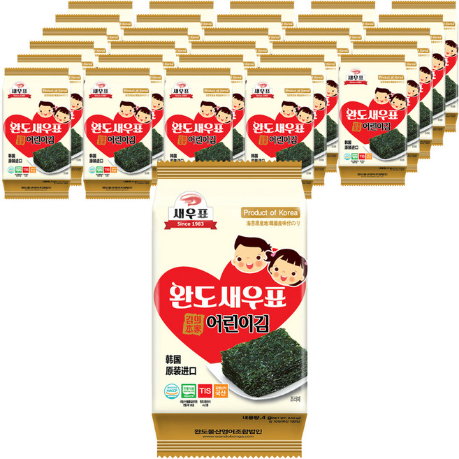 새우표 완도 어린이 도시락김, 4g, 108개