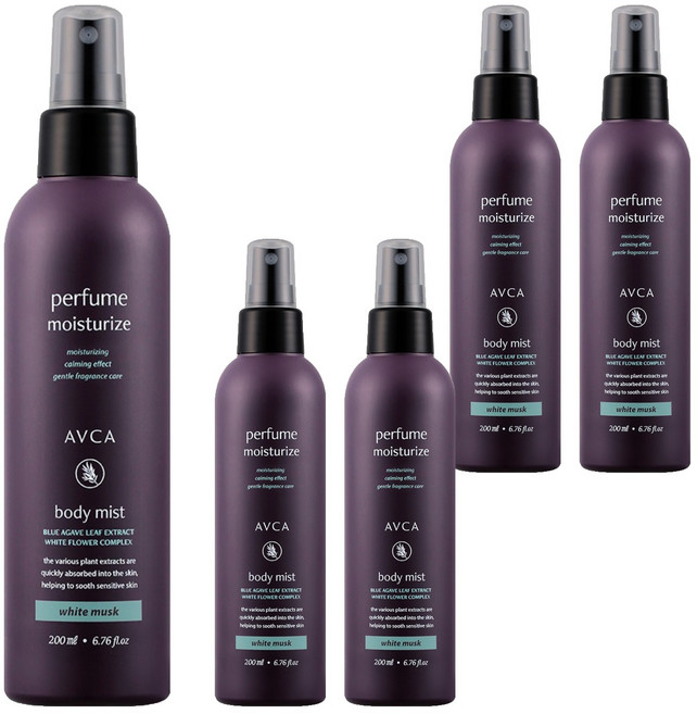 아브카 퍼퓸 대용량 바디 미스트 화이트머스크향, 5개, 200ml