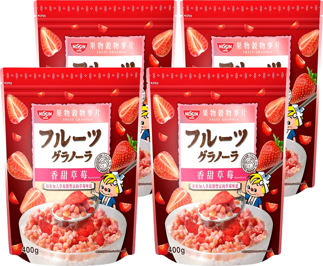 NISSIN 日清 綜合水果穀物脆 香甜草莓, 400g, 4包