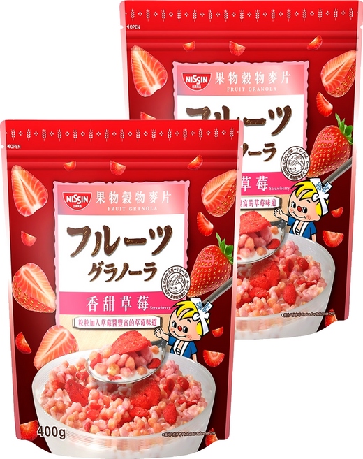 NISSIN 日清 綜合水果穀物脆 香甜草莓, 400g, 2包