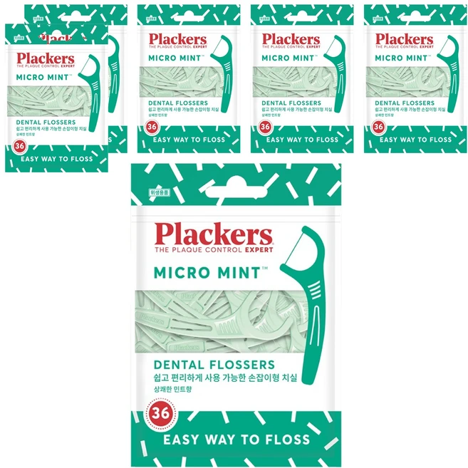 플랙커스 마이크로 민트 치실, 8cm, 36개입, 6개 - 쿠팡