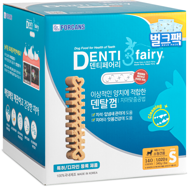 포켄스덴티페어리 덴티3페어리 덴탈껌, 타피오카, 1.02kg, 1개